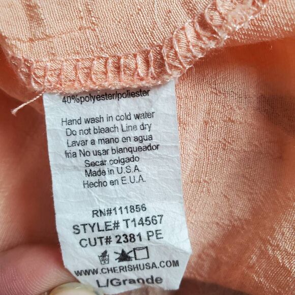 EcoVibe Apparel Women’s Large Peach Sleeveless Tank Top Crochet Detail - Picture 5 of 7